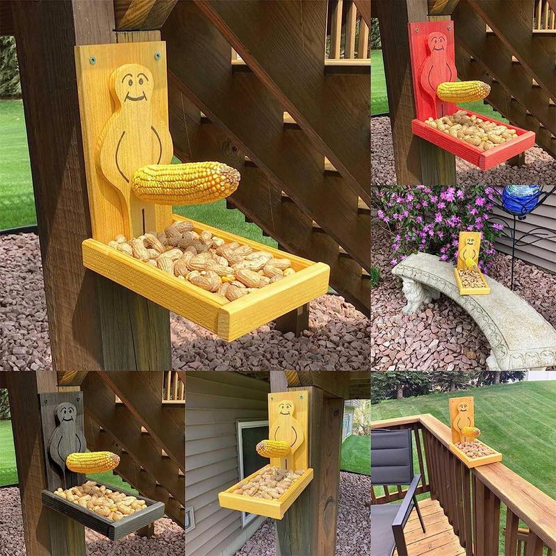 New Product Squirrel Feeder Tray Wooden Craft Squirrel Feeder