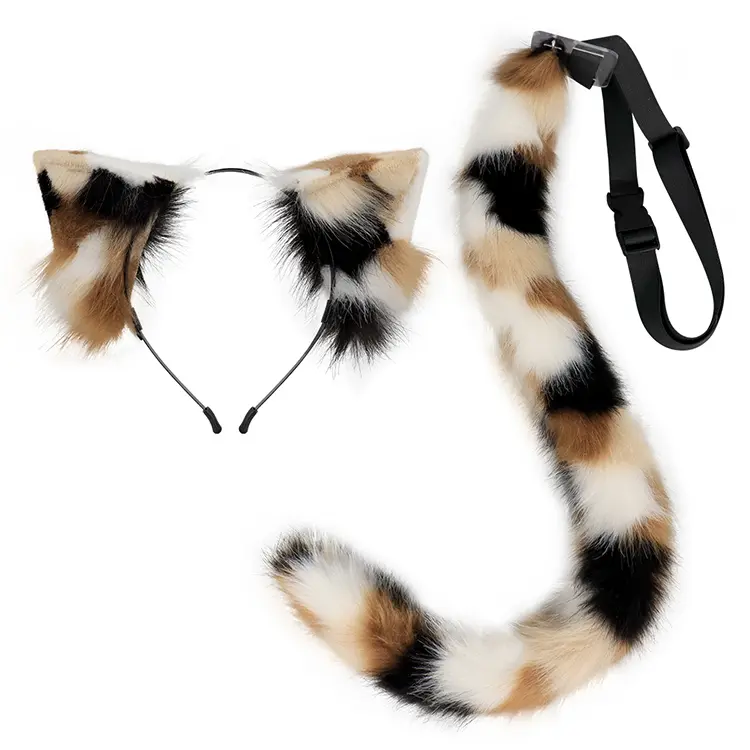 Fluffy Animal Ears Headband & Tail Set – Soft Plush Furry Cosplay Costume Accessories for Halloween Party, Anime Festival & Photoshoot