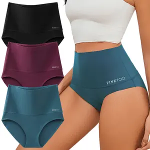 FINETOO 3PCS High Waisted Underwear For Women Nylon Seamless Briefs Everyday Comfort Lingerie Bridal Cute Panties S-3XL  Womenswear Elastic