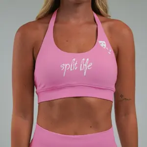 SplitLife Open Back Sports Bra - Pink, High Impact, Medium Support, Ideal for Running, Gym, and Yoga