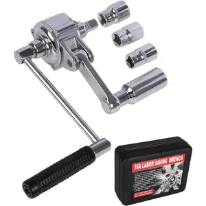 Saving Multiplier Wrench Set, 1:16 Ratio Lug Nut Remover with 1/2" Drive, Lug Wrench for Loosening Stubborn Wheel Nuts, Includes 17/19/21mm & SAE Sockets for Cars, SUV, RV