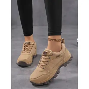 Women's Fashionable Lace Up Mid-calf Boots, Casual Breathable Comfortable Hiking Shoes, Outdoor Sports Shoes for Daily Wear, Trekking Shoes