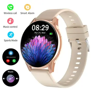 Smart Watch Men Women Silicone Strap, Unpluggable/Answer Calls, Step Counting, Calorie, Multi-Sport Modes, Music Control, Alarm Clock Reminder, Message Reminder, 1.5 Inch HD Round Screen Full Screen Touch for iPhone for Android Smartphone