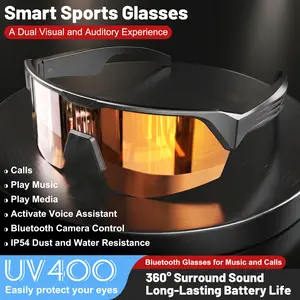 Smart Music Sports Bluetooth Sunglasses with Dual Channel Stereo Sound for Outdoor Activities Anti-Fog Anti-Wind UV Protection - Wireless Smartglasses Headphones Mothersdaygift
