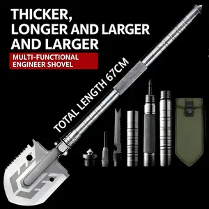 Manganese steel multifunctional folding shovel, an important emergency rescue tool for cars, suitable for outdoor camping, snow shoveling, off-roading, and emergency survival
