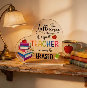 Glossy Waterproof Acrylic Heart Plaque Sign - Influential Mentor & Great Teacher Gift, Acrylic Paperweight for Classroom Home Decor, Home Supplies Plaque, Influence, Mentors