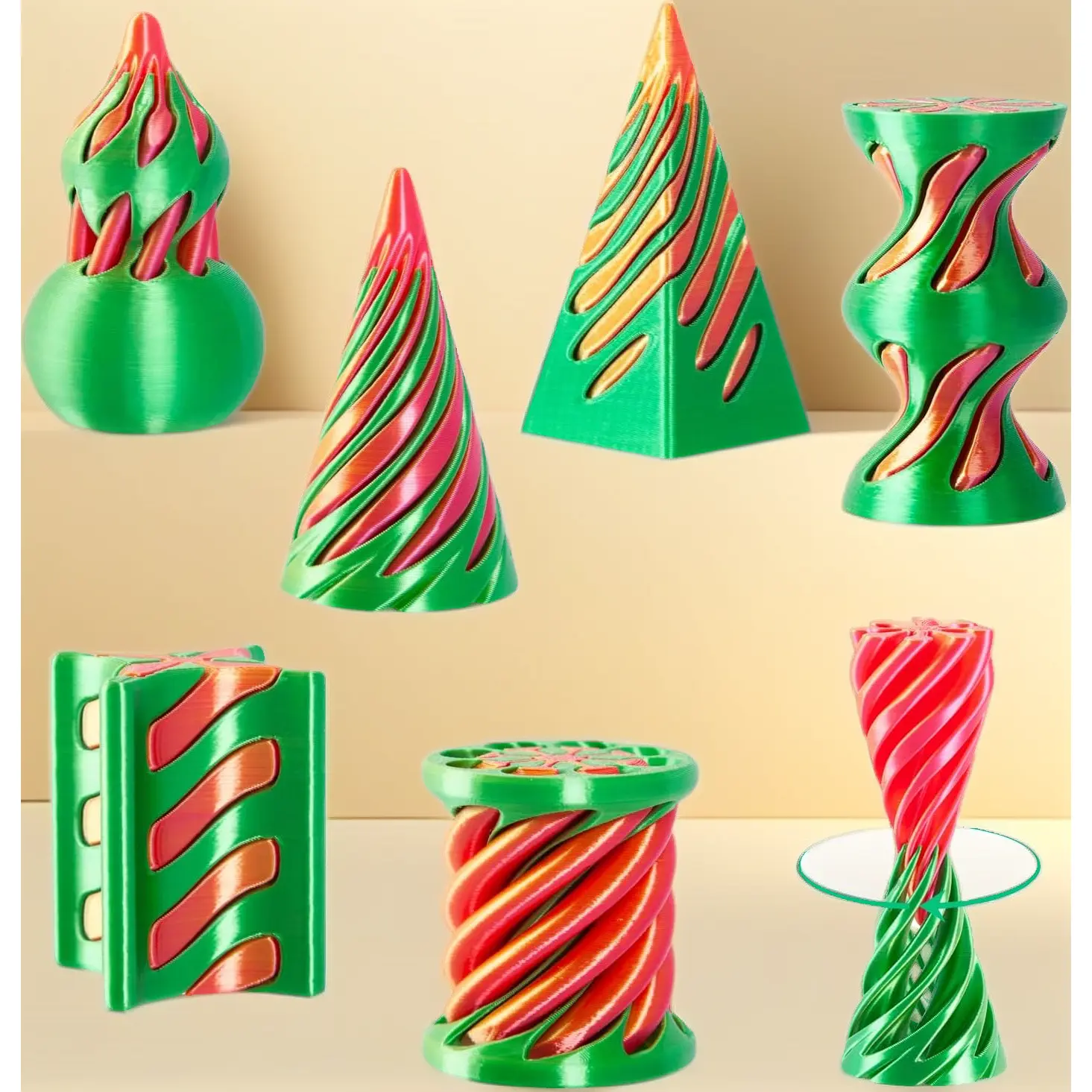 6 Pack Spiral Cone Fidget Toys - Impossible Cone 3D Printed Impossible Pyramid Pass Through 3D Printed Toy Mini Sensory Toy for Stress Relief Anxiety, Desktop Decoration Gifts for Adults Teens Kids