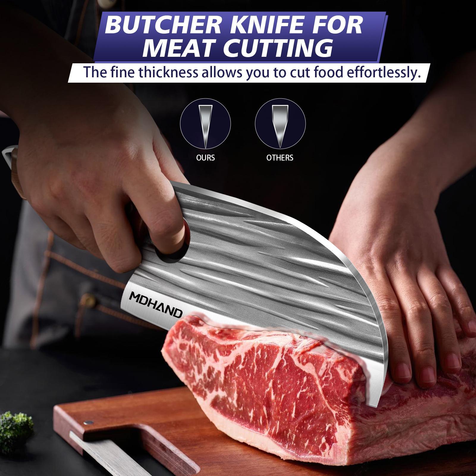 MDHAND 14pcs Chef Knife Set, Hand Forged High Carbon Steel,Includes Butcher,Meat Cleaver, Boning,and Viking Knives,with Knife Bag