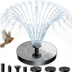 Solar bird bath fountain pump with 6 nozzles & multi spray modes. Ideal for gardens, ponds, swimming pools, fish tanks, aquariums and all outdoor scenarios.
