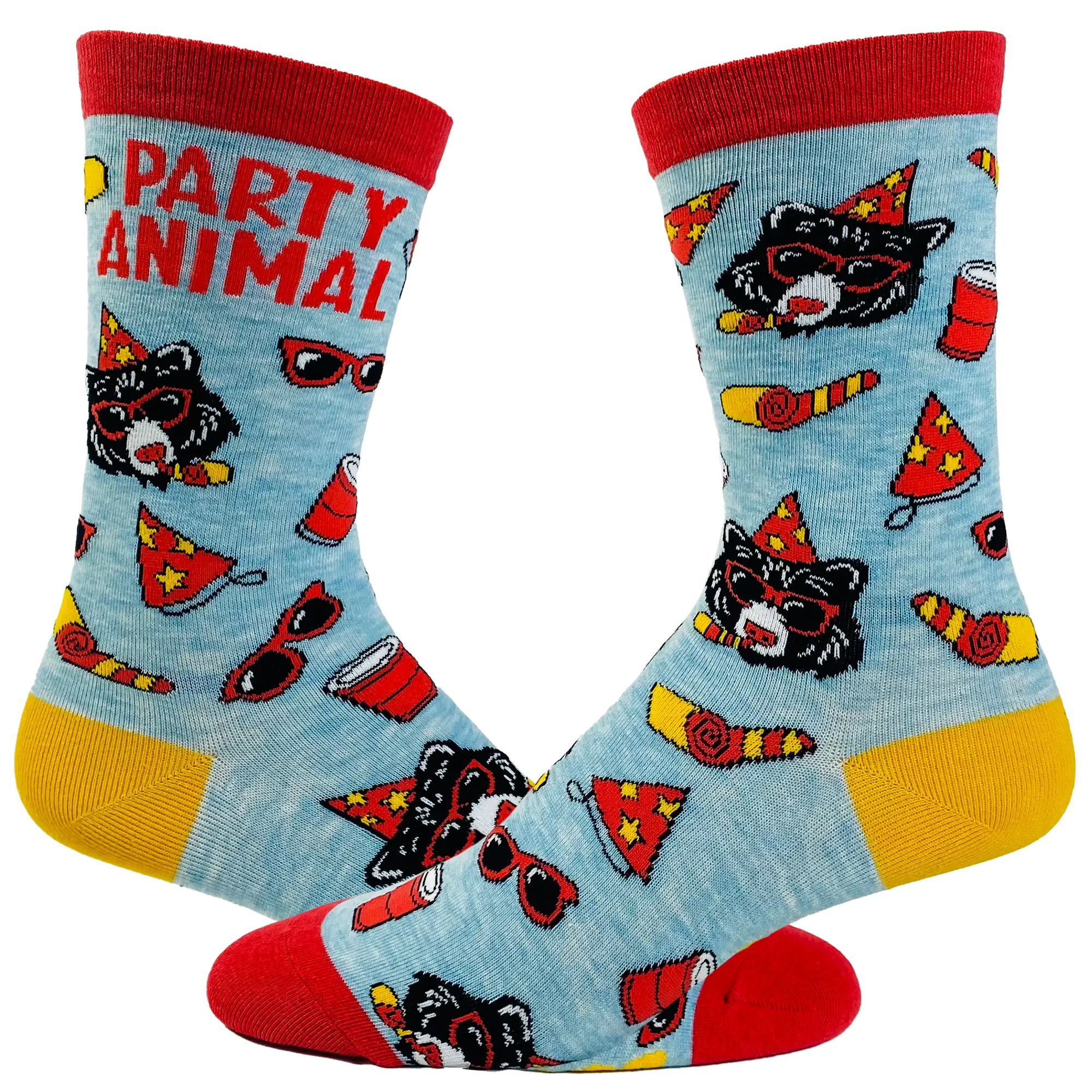 Men's Party Animal Socks Funny Bear Celebration Novelty Graphic Footwear Funny Graphic Socks Comfortable Fitted Spandex Cotton