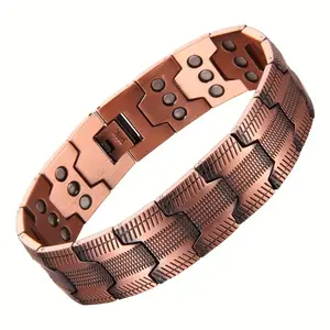 1pc-Men's magnetic bracelet, featuring 3 rows of neodymium magnets with 99.9% pure copper structure,  equipped with adjustable size tools, strong magnetic force eco-friendly energy bracelet strength ultra jewelry therapy casual style gift