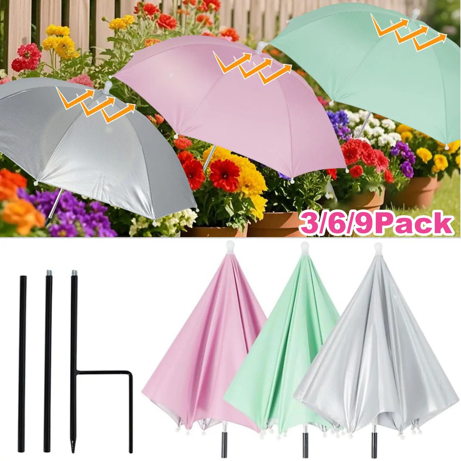 HOMEYA 3/6/9 Pack Plant Umbrella Shades Cover, Gardening Supplies Protector for Potted Plants & Garden Beds Outdoor Sun Protection, Plant Protector