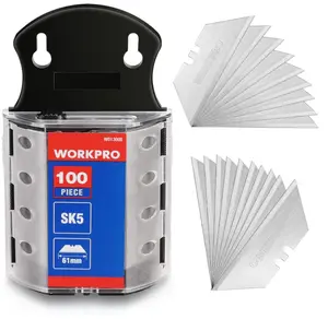 WORKPRO Utility Knife Blades, SK5 Steel, 100-Pack with Dispenser