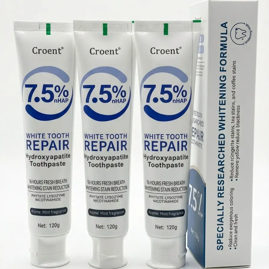 BUY 3 GET 1 FREE NO SHIPPING Hydroxyapatite Toothpaste for Enamel Repair & Whitening, Lysozyme & Nicotinamide for Gum Health, No Fluoride, 120g