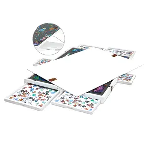 Jumbl Premium 1000-Piece Tilting Puzzle Board w/Felt Surface, 6 Removable Sorting Drawers Surface, Interlocking Cover | 23” x 31” Wooden Jigsaw Puzzle Table | Reinforced Hardwood Construction