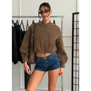 Mastery Faux Suede Bomber Jacket Brown