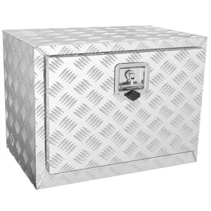 Underbody Truck Box 24"×14"×16" Inches, Pickup Storage Box, Heavy-Duty Aluminum Diamond Plate Tool Box With Lock And Keys, Waterproof Trailer Storage Box With T-Handle Latch For Truck, Van, Trailer