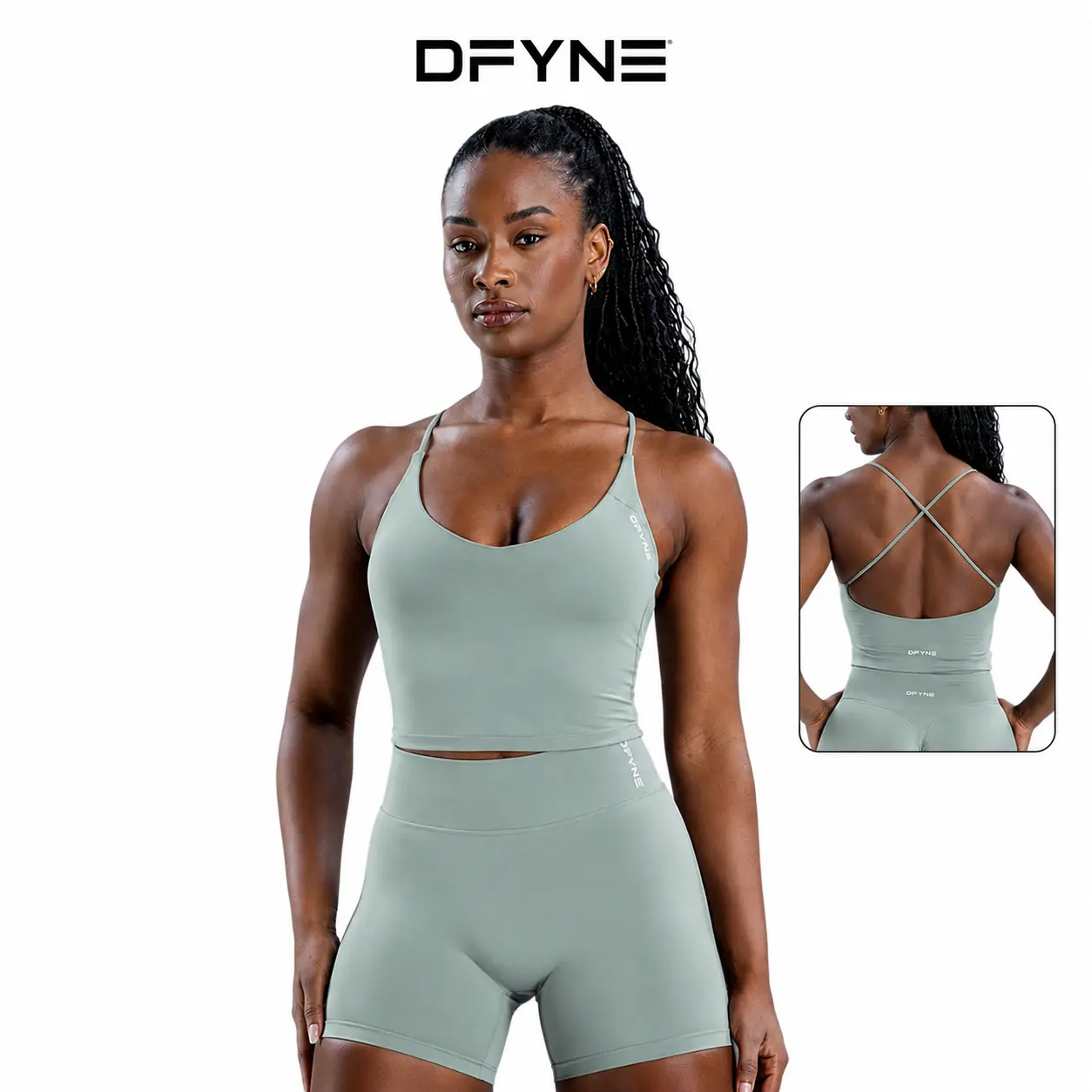 Dfyne Women's Cross Back Sports Bra, High Support Slim Fit Wireless Crop Top for Female Yoga & Gym Workouts, Plus Size