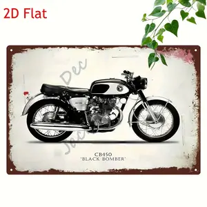 【20*30cm/8*12inch】2D Flat, 1pc Vintage Metal Sign | A CB450 Black Bomber Motorcycle on Iron Sheet Painting | 20*30cm/8*12inch | Suitable for Living Room, Bedroom, Cafe, Bar, Garage, Home Decor, 2D Flat