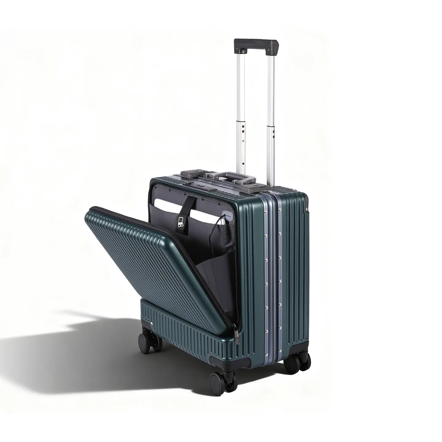 Front-Opening Carry-On Luggage, 20-Inch, Fits 15.6-Inch Laptop, USB Charging Port, Wet/Dry Separation Compartment, TSA-Approved Lock, Silent 360° Spinner Wheels & Lightweight Design, Scratch-Resistant & Durable Polycarbonate Material., Usb Port, Water Res
