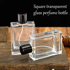 Square Clear Glass Perfume Jar – Premium Transparent Design, Refillable & Leak-Proof, Perfect for Travel & Daily Use