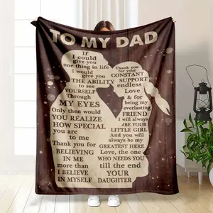 Cute To My Dad Blanket Father Daughter Silhouette Print Soft Flannel Fleece Throw Meaningful Letter Quote Pattern Gift For Father's Day Birthday