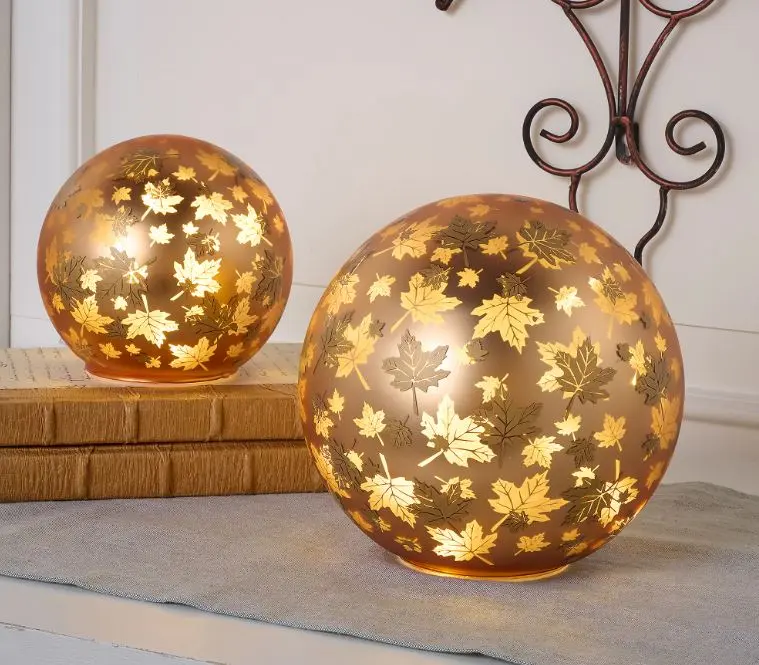 Set of 2 Illuminated Falling Leaves Spheres by Valeriee