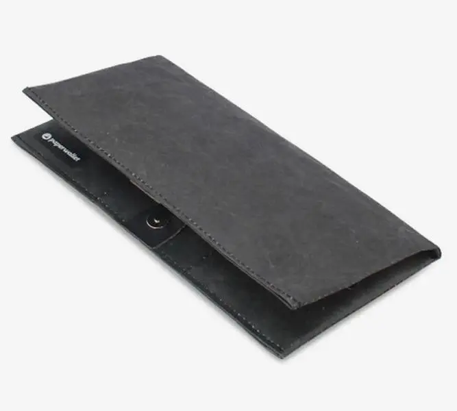 Tyvek® Black Clutch Wallet with 3 Card Slots, 2 Cash Compartments, and Zippered Pocket for Men and Women