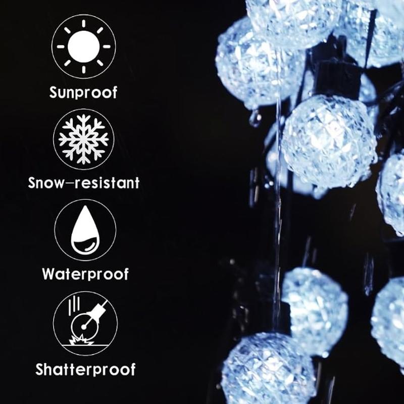 Solar LED String Lights, 25 RGB Color Changing Bulbs, Bluetooth App Control, IP65 Waterproof, 8 Scene & 4 Music Modes, 15ft Globe Lights for Patio, Backyard, and Party Decor