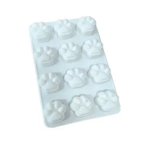 12-Compartment DIY Silicone Cat Paw Mold, Food Grade Baking Mold, Easy Clean, Semi-3D Cute Cat Paw Cake Mold, Soap & Gypsum Mold