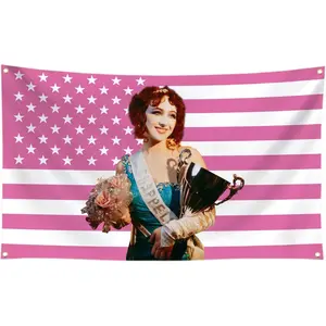 $7  Star Roan Flag 3 x 5ft Pink American Flag with Brass Grommetsfor College Dorm  Office, Gym, Dorms Fan Party ConcertDecorations