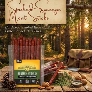 Hardwood Smoked Meat Snack Sticks, Ready to Eat Sausage Style Snack, Convenient Bulk Pack