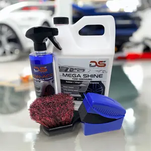 Mega Shine Wheel and Tire Shiner Bundle with DS Tire Dressing, Long Lasting Shine, and Effective Cleaning Tools