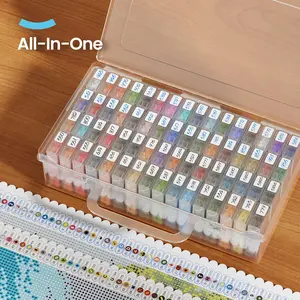 64 Jars Storage Containers for Diamond Art Kits for Adults, Portable Storage Organizer with Sticker Labels for Diamond Painting Accessories and Tools