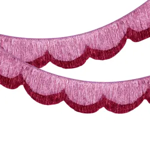 Scalloped Fringe Banner – 5 ft Pink Foil Party Garland, Pre-Strung