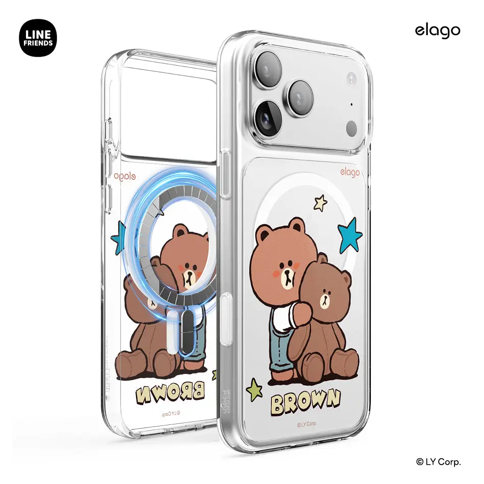 LINE FRIENDS Retro Brown Collection MagSafe Hybrid Phone Cover, Magnetic Phone Accessory with Protection Functionality