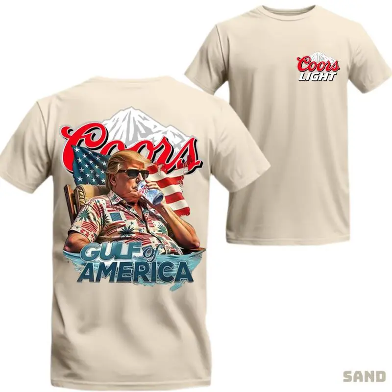 [Sale Up To 45%] Coors Light Trump T-Shirt, Gulf of America, Patriotic Beer Drinking Tee, Vintage USA Summer Style