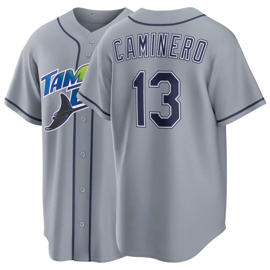 Unisex Retro V-Neck Baseball #13 Caminero Jersey 26/27, Lightweight Game Day Sportswear, Classic Baseball Apparel Gift - Gray