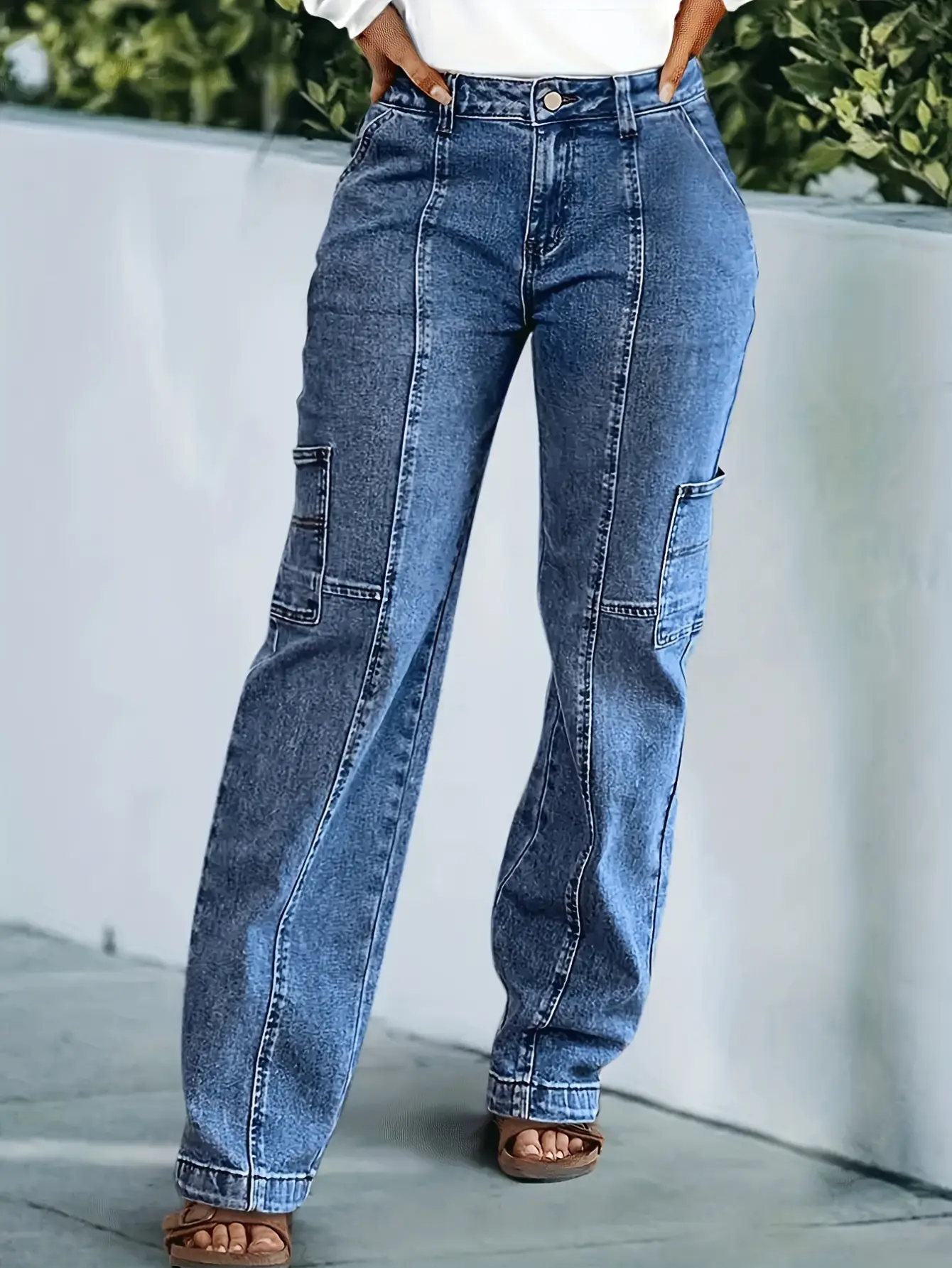2026 New Slim Fit Stretch Wide Leg Pants Women's Denim Overalls