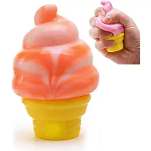 Ice Cream Squeeze Squishy, Ice Cream Cone Squishy, Slow Rise Sensory Fidget Toy for Party Favors (Orange)