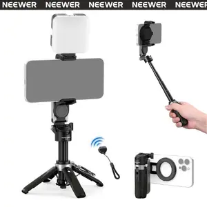 NEEWER BASICS PA985 Magnetic Selfie Stick Tripod with Bluetooth Remote, Portable Phone Tripod Stand, MagSafe Compatible, Extendable Mini Tripod for iPhone, Travel, Vlogging & Live Streaming