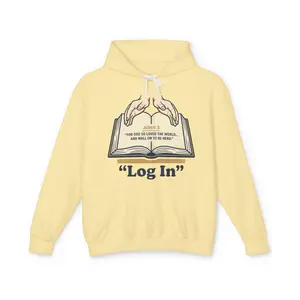 Bible 'Log In' Hoodie — Christian Humor Lightweight Hooded Sweatshirt