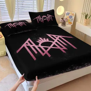Sleep Token Winged Angel Fitted Sheet Set (3-Piece, 1 Fitted Sheet + 2 Pillowcases), Dark Rock Band Bedding, Perfect Gift for Fans & Ideal for Bedroom & Dorm Decor, Bedsheet Bedset