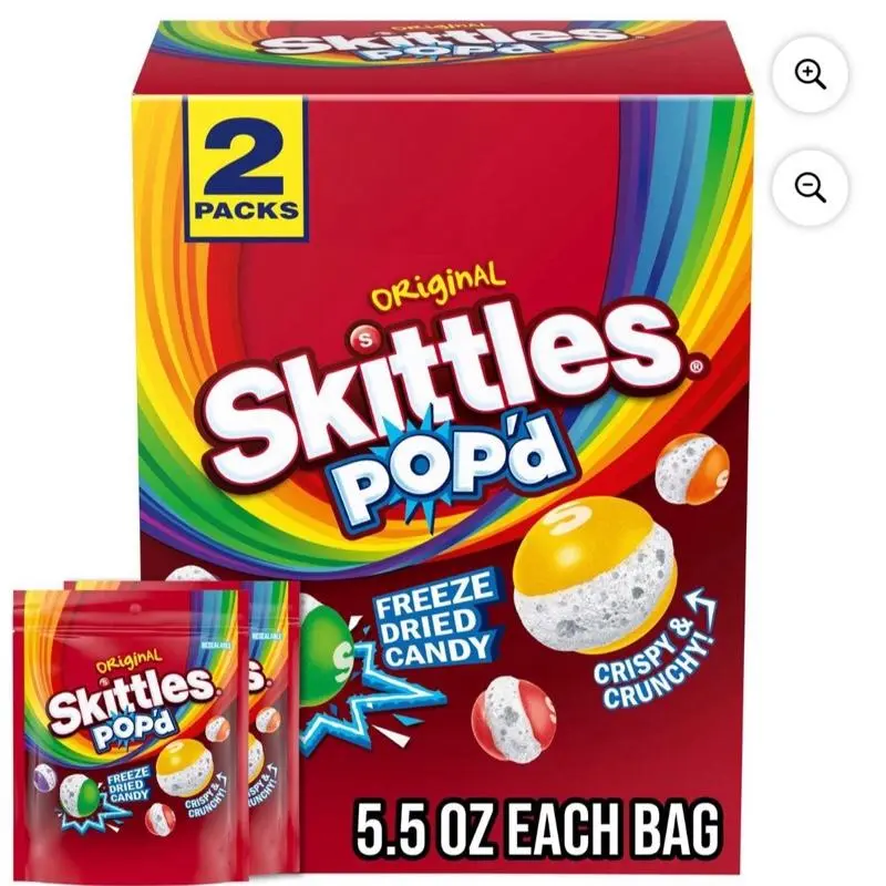 Skittles Pop'd Originals Freeze Dried Resealable Candy 5.5 oz Each