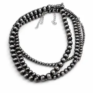 keychains ceremony pink Western Cowboy Style Vintage Navajo-Inspired Beaded Necklace Set 4pcs Handcrafted Beads for Unique Jewelry woman daily wear birthday charms