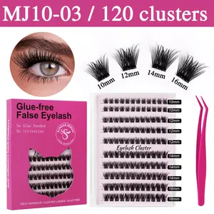 【Upgraded version】100Pcs Glue-Free Cluster Eyelash Clusters 100Pcs, Reusable Individual Lashes 10-16mm, No Glue Needed DIY Lash Extensions with Tweezers