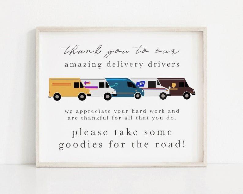 [Sale off up to 50%]-[FREE-SHIP] delivery driver thank you sign - 8x10 delivery driver snack sign - take a treat sign - delivery driver sign - kikiandnim