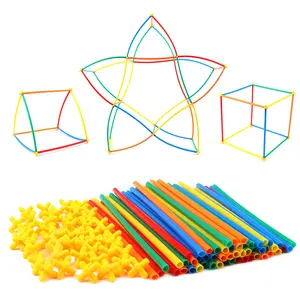 Kids Stem Building Toy Set, Building Block Sets, Interlocking Plastic Construction Kit, Educational Engineering Game, Colorful Straw Blocks, Creative Interactive Play
