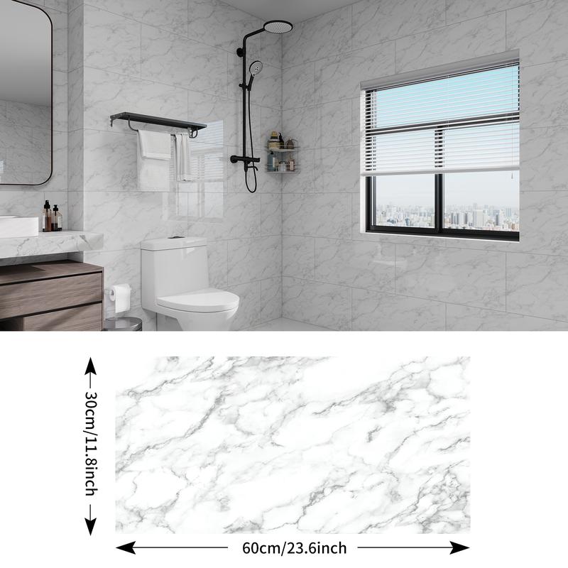20/40Pcs Large Marble Tile Wall Stickers,PVC material Wall Paper, Easy Peel & Stick, Waterproof Self-Adhesive Panels for Kitchen, Living Room, Bathroom, Corridor, Home and Dormitory - 23.62*11.8 inch,Product details page Outdoorfun Vinyl Decorative Modern