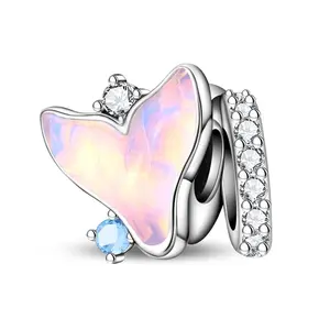 925 Sterling Silver Iridescent Mermaid Tail Charm For Bracelet DIY Bead